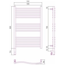 Полотенцесушитель электрический 800х500 шампань матовая МЭМ левый Сунержа Флюид 3.0 022-5820-8050