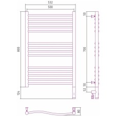 Полотенцесушитель электрический 800х500 шампань МЭМ правый Сунержа Флюид 3.0 020-5821-8050