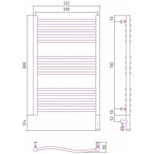 Полотенцесушитель электрический 800х500 белый матовый МЭМ правый Сунержа Флюид 3.0 30-5821-8050