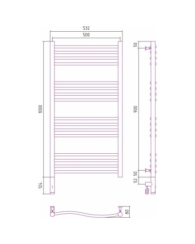 Полотенцесушитель электрический 1000х500 сатин МЭМ левый Сунержа Флюид 3.0 071-5820-1050