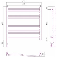 Полотенцесушитель электрический 600х600 шампань МЭМ левый Сунержа Флюид 3.0 020-5820-6060