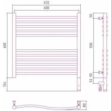 Полотенцесушитель электрический 600х600 состаренная латунь МЭМ правый Сунержа Флюид 3.0 051-5821-6060