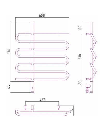 Полотенцесушитель электрический 800х600 белый матовый МЭМ левый Сунержа Эпатаж 3.0 30-5850-8060