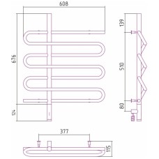 Полотенцесушитель электрический 800х600 черный матовый МЭМ левый Сунержа Эпатаж 3.0 31-5850-8060
