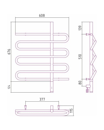 Полотенцесушитель электрический 800х600 белый матовый МЭМ правый Сунержа Эпатаж 3.0 30-5851-8060