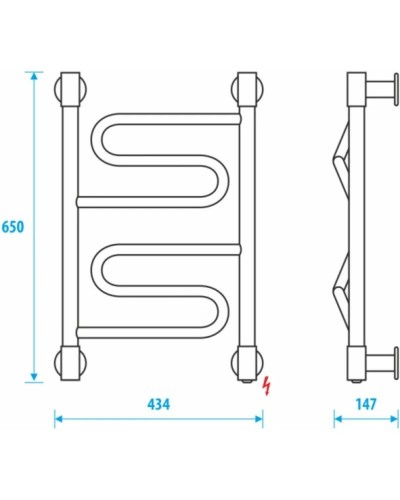 Полотенцесушитель электрический 650x400 Energy Bravo2 EETRBRAVO2654000000