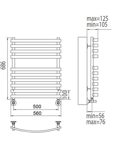 Водяной полотенцесушитель Terminus Капри П10 500x686 4620768887178 Хром