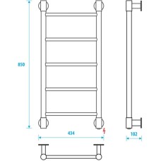 Полотенцесушитель электрический 850x400 Energy H2 EETR0000H28540R905M