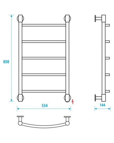 Полотенцесушитель электрический 850x500 Energy H2 EETR0000H28550R905M