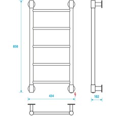 Полотенцесушитель электрический 850x400 Energy H2 EETR0000H28540R903M
