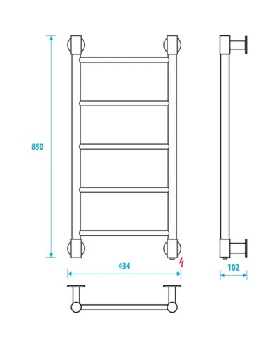 Полотенцесушитель электрический 850x400 Energy H2 EETR0000H28540R903M