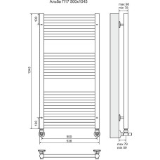Водяной полотенцесушитель Terminus Альба П17 500x1045 4620768886553 Хром