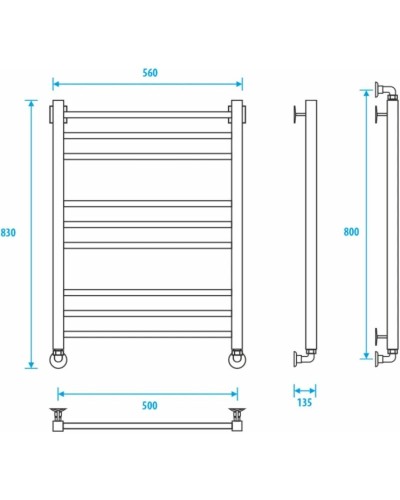 Полотенцесушитель водяной 800x500 Energy Techno EWTR0TECH0805000000
