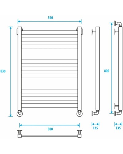 Полотенцесушитель водяной 800x500 Energy Techno Style EWTRTECHS0805000000