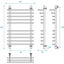 Полотенцесушитель водяной 1000x500 Energy Ideal Modus EWTRIDEAM1005000000