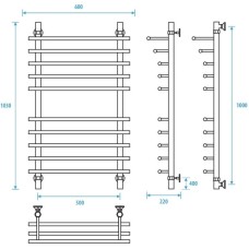 Полотенцесушитель водяной 1000x500 Energy Ideal Modus EWTRIDEAM1005000000