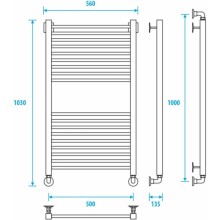 Полотенцесушитель водяной 1000x500 Energy Quadro EWTR0QUAD1005000000