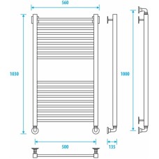 Полотенцесушитель водяной 1000x500 Energy Quadro EWTR0QUAD1005000000