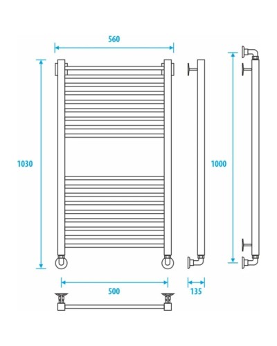 Полотенцесушитель водяной 1000x500 Energy Quadro EWTR0QUAD1005000000
