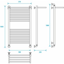 Полотенцесушитель водяной 1000x500 Energy Quadro Modus EWTRQUADM1005000000