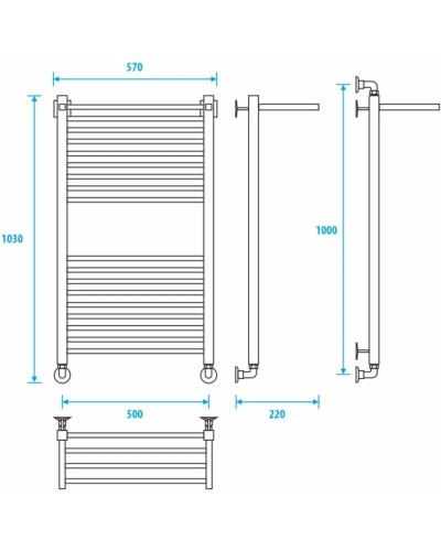 Полотенцесушитель водяной 1000x500 Energy Quadro Modus EWTRQUADM1005000000