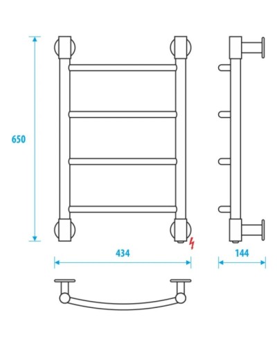 Полотенцесушитель электрический 650x400 Energy H2 EETR0000H26040R905M