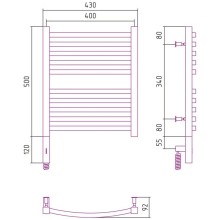 Полотенцесушитель электрический 500х400 черный матовый МЭМ левый Сунержа Аркус 3.0 31-5704-5040