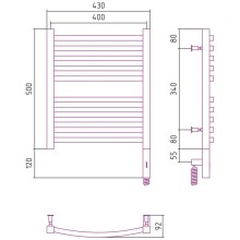 Полотенцесушитель электрический 500х400 темный титан муар МЭМ правый Сунержа Аркус 3.0 15-5705-5040