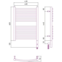 Полотенцесушитель электрический 600х400 темный титан муар МЭМ правый Сунержа Аркус 3.0 15-5705-6040