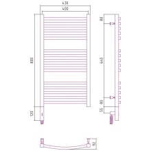 Полотенцесушитель электрический 800х400 черный матовый МЭМ левый Сунержа Аркус 3.0 31-5704-8040