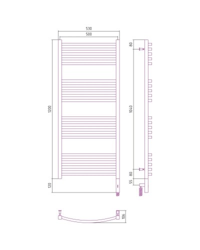 Полотенцесушитель электрический 1200х500 черный матовый МЭМ правый Сунержа Аркус 3.0 31-5705-1250