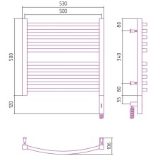 Полотенцесушитель электрический 500х500 МЭМ правый Сунержа Аркус 3.0 00-5705-5050