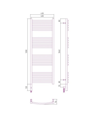 Полотенцесушитель электрический 1200х400 белый матовый МЭМ левый Сунержа Аркус 3.0 30-5704-1240