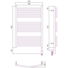 Полотенцесушитель электрический 800х500 состаренная латунь МЭМ правый Сунержа Аркус 3.0 051-5705-8050