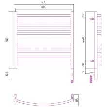 Полотенцесушитель электрический 600х600 белый глянец МЭМ правый Сунержа Аркус 3.0 12-5705-6060