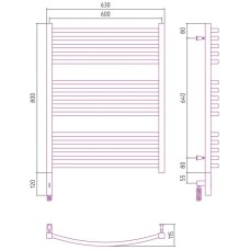 Полотенцесушитель электрический 800х600 МЭМ левый Сунержа Аркус 3.0 00-5704-8060