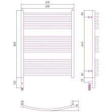 Полотенцесушитель электрический 600х600 шампань матовая МЭМ левый Сунержа Аркус 3.0 022-5704-8060