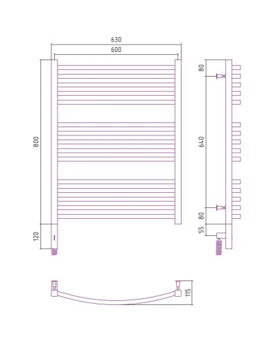 Полотенцесушитель электрический 800х600 белый матовый МЭМ левый Сунержа Аркус 3.0 30-5704-8060
