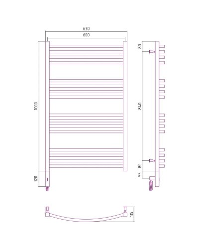 Полотенцесушитель электрический 1000х600 золотой МЭМ левый Сунержа Аркус 3.0 03-5704-1060