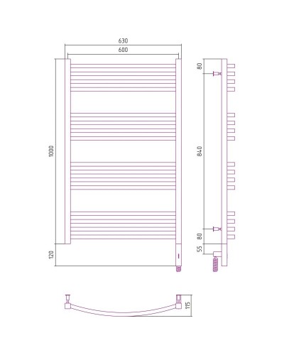 Полотенцесушитель электрический 1000х600 белый глянец МЭМ правый Сунержа Аркус 3.0 12-5705-1060