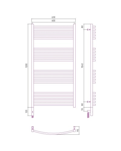 Полотенцесушитель электрический 1200х600 МЭМ левый Сунержа Аркус 3.0 00-5704-1260