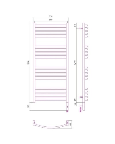 Полотенцесушитель электрический 1200х600 золотой МЭМ правый Сунержа Аркус 3.0 03-5705-1260