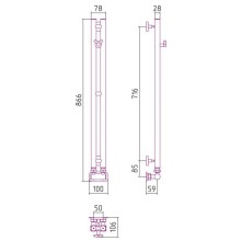 Полотенцесушитель водяной 840х50 сатин Сунержа Нюанс EU50+ 071-0212-0840