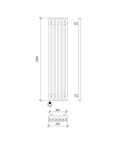 Полотенцесушитель электрический 1070х330 ТЭН левый Secado Бергамо 6 Плюс 4673739251072