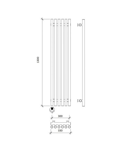 Полотенцесушитель электрический 1370х330 ТЭН левый Secado Бергамо 6 Плюс 4673739251089