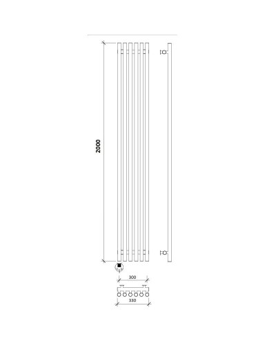 Полотенцесушитель электрический 2070х330 ТЭН левый Secado Бергамо 6 Плюс 4673739251119