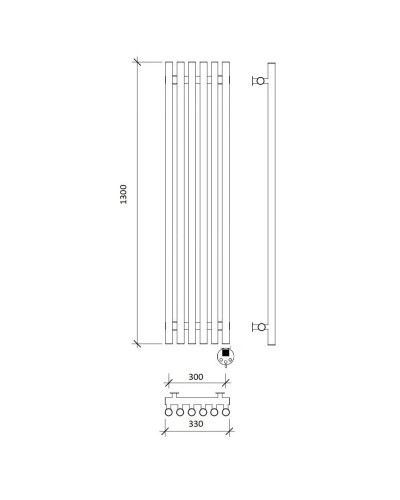 Полотенцесушитель электрический 1370х330 ТЭН правый Secado Бергамо 6 Плюс 4673739251133