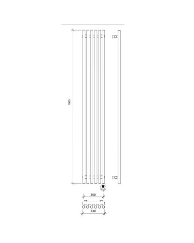 Полотенцесушитель электрический 1870х330 ТЭН правый Secado Бергамо 6 Плюс 4673739251157