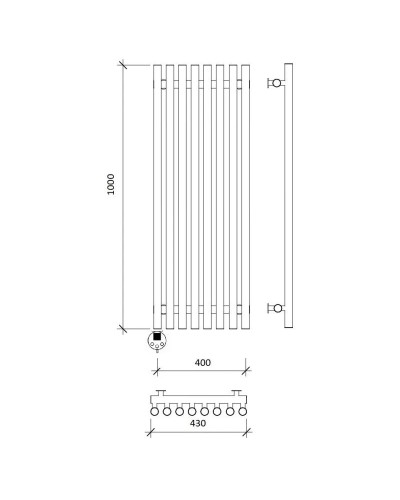 Полотенцесушитель электрический 1070х430 ТЭН левый Secado Бергамо 8 Плюс 4673739251171