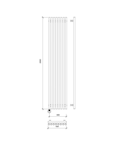 Полотенцесушитель электрический 2070х430 ТЭН левый Secado Бергамо 8 Плюс 4673739251218